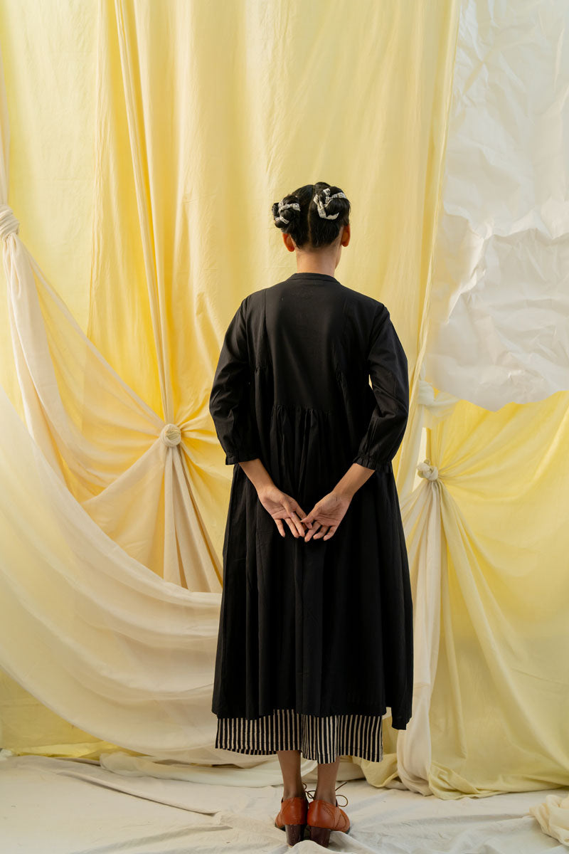 Co-ord Set of 2 - Side Pleat Kurta & Culotte - Black