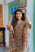 Beige Kalamkari suit set