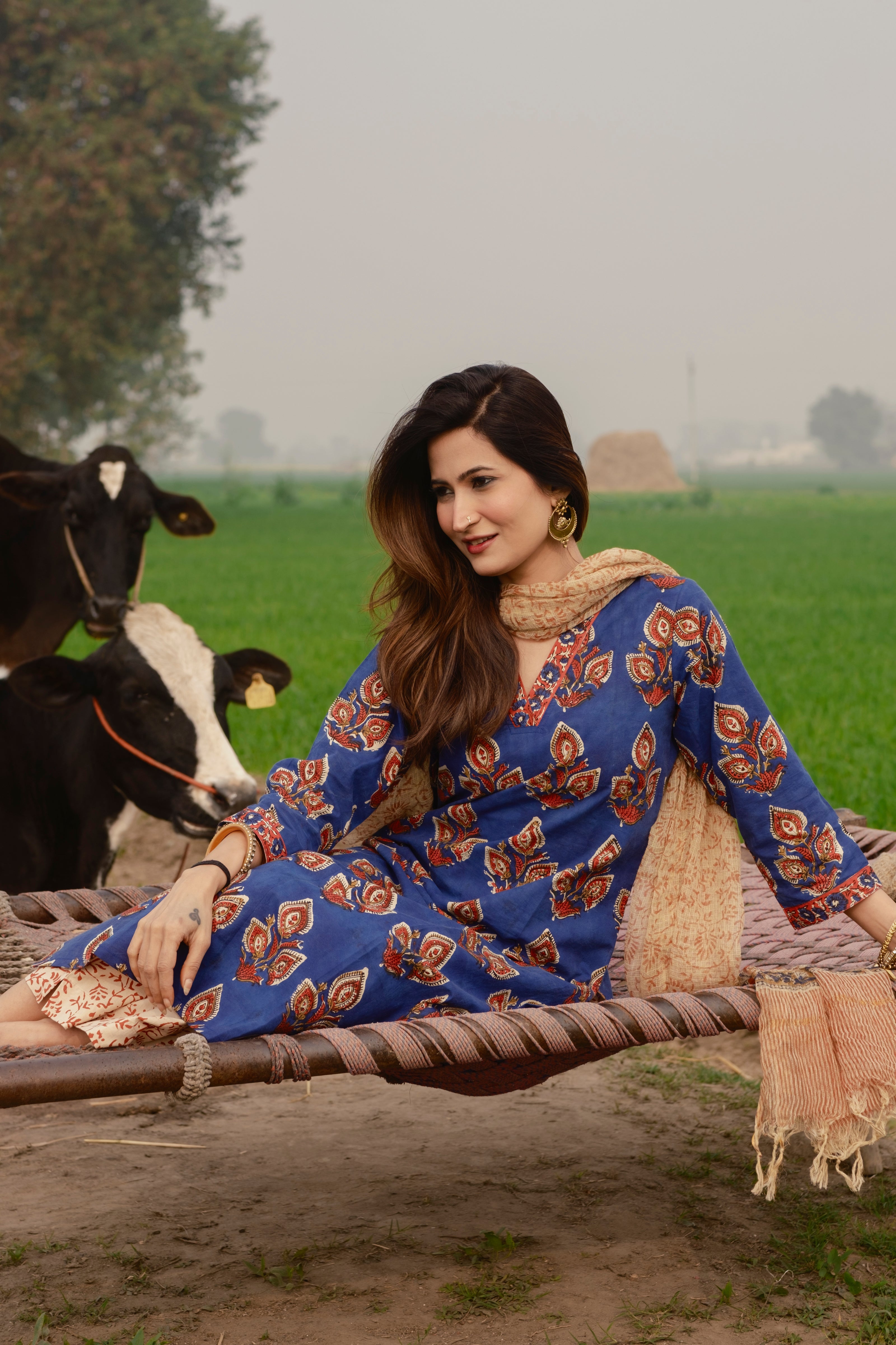 Niyati Blue Handblock Suit Set
