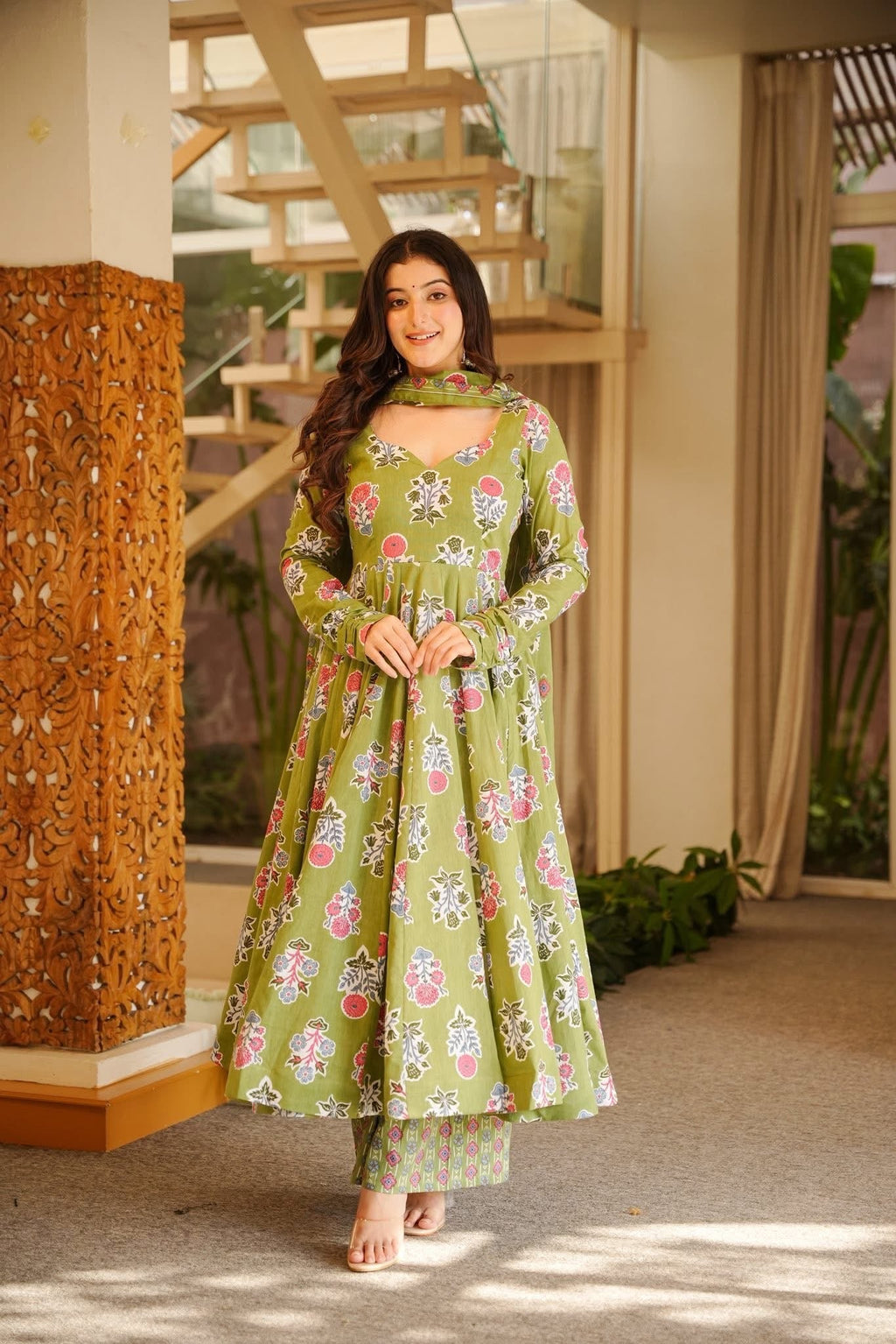 Gunjika Printed Anarkali Suit Set