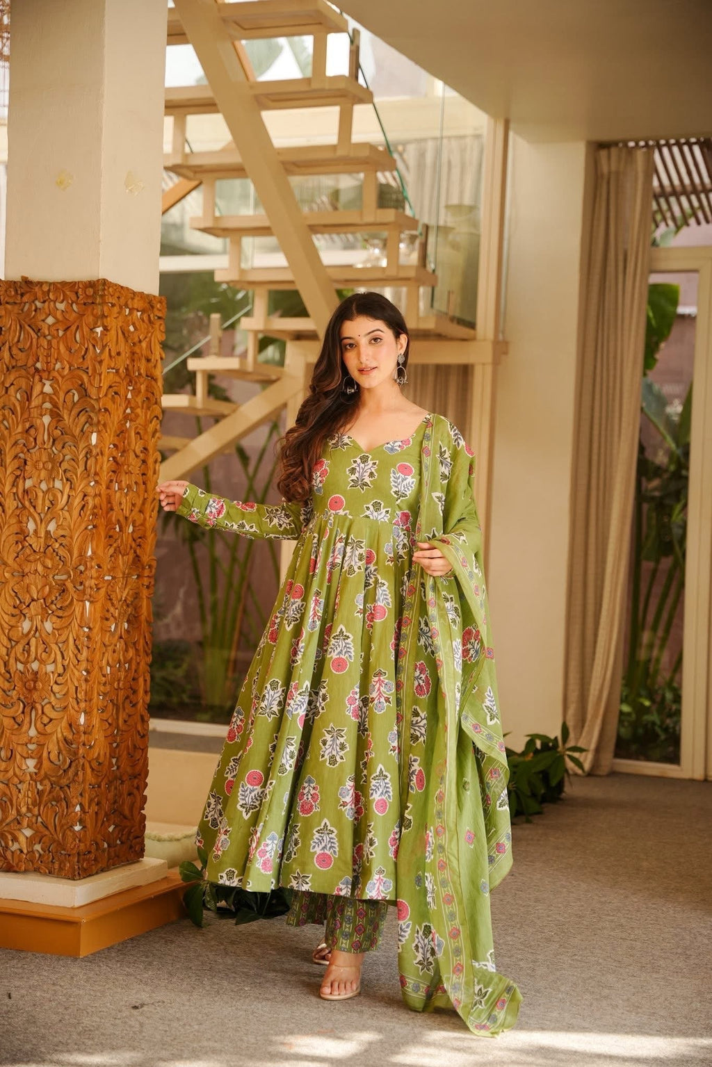 Gunjika Printed Anarkali Suit Set