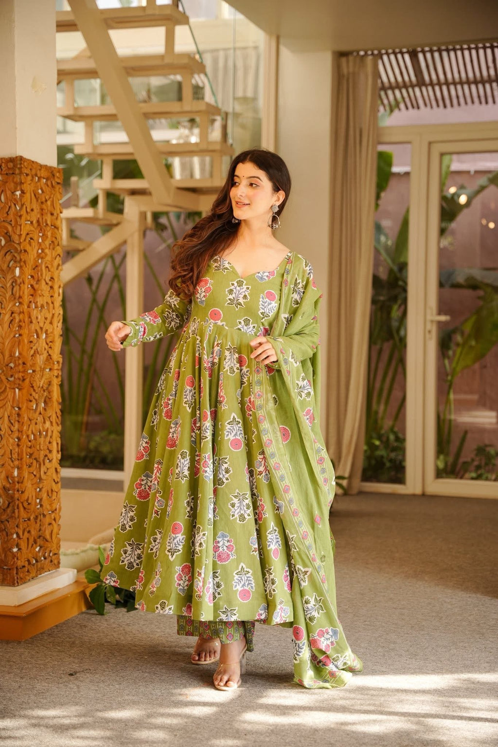 Gunjika Printed Anarkali Suit Set