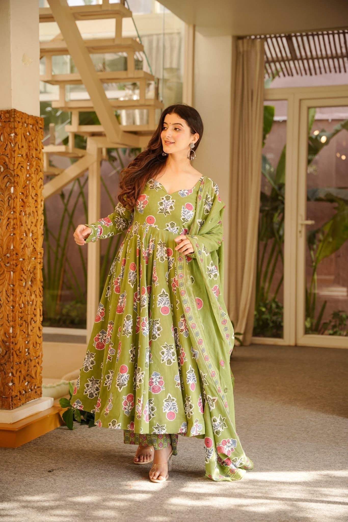 Gunjika Printed Anarkali Suit Set