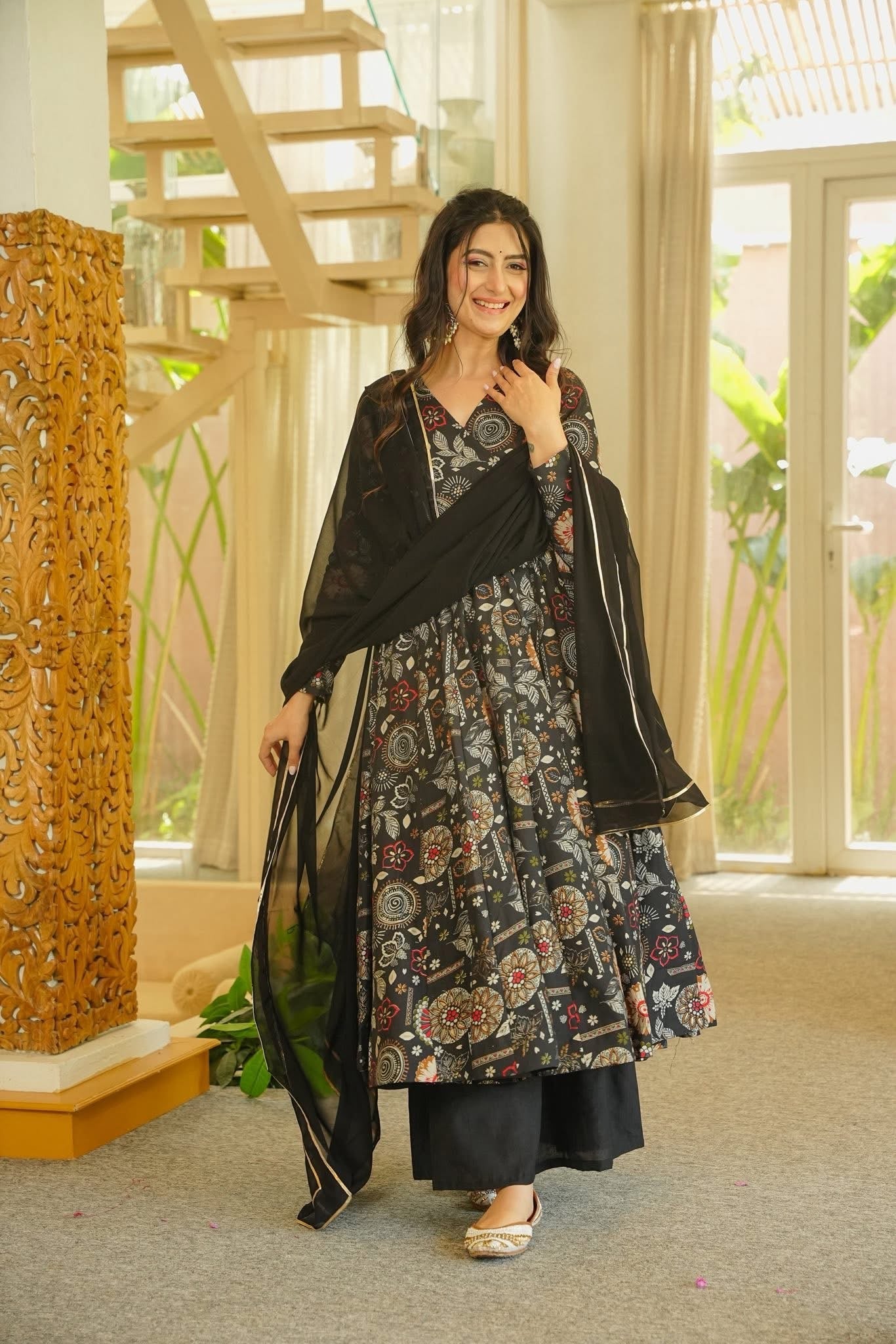 Jivaanshika Black Anarkali Suit Set