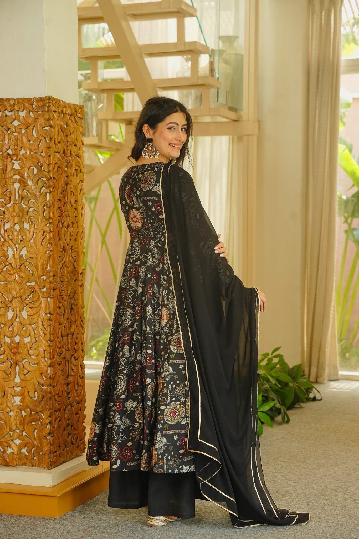 Jivaanshika Black Anarkali Suit Set