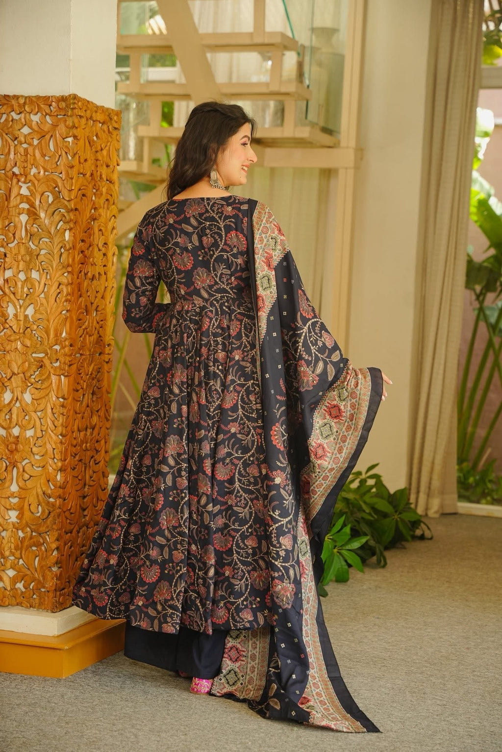 Shilpika Floral Cotton Anarkali Suit Set