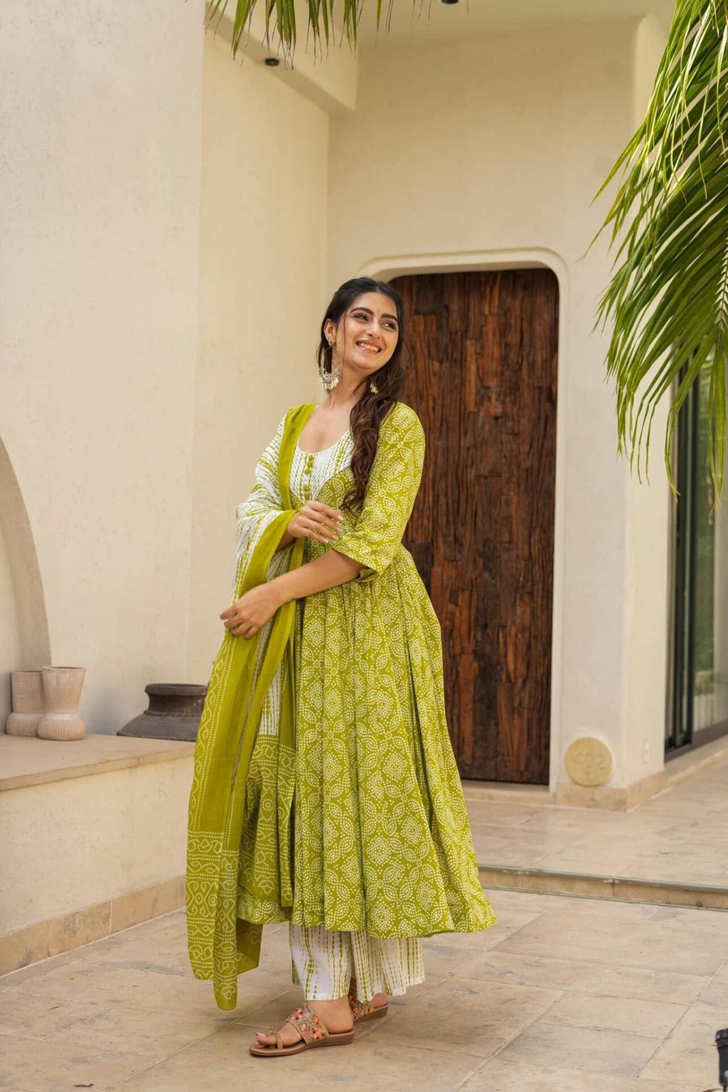 Shibori green cotton suit set