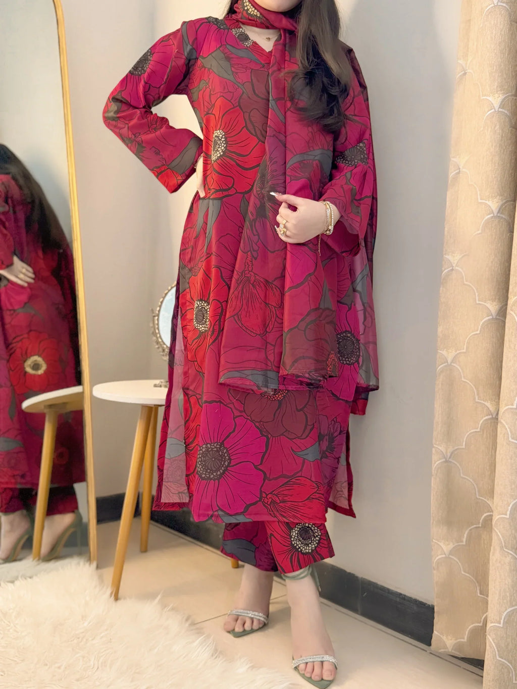 Muslin Mocha Mousse Kurta Set