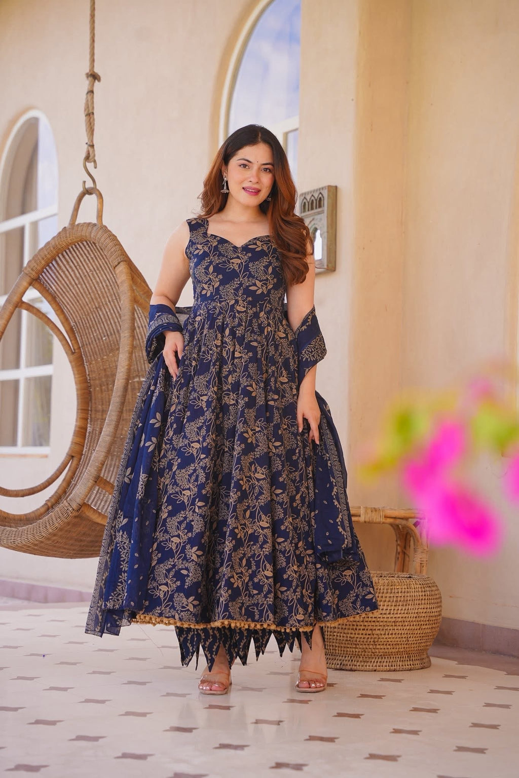 Rivaysha Cotton Anarkali Suit Set