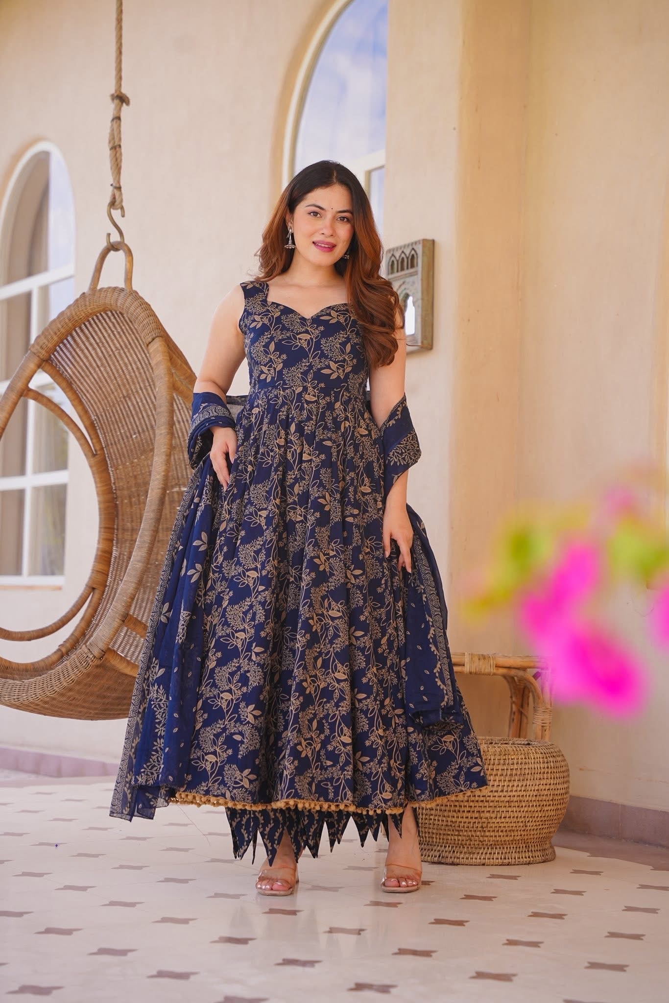 Rivaysha Cotton Anarkali Suit Set