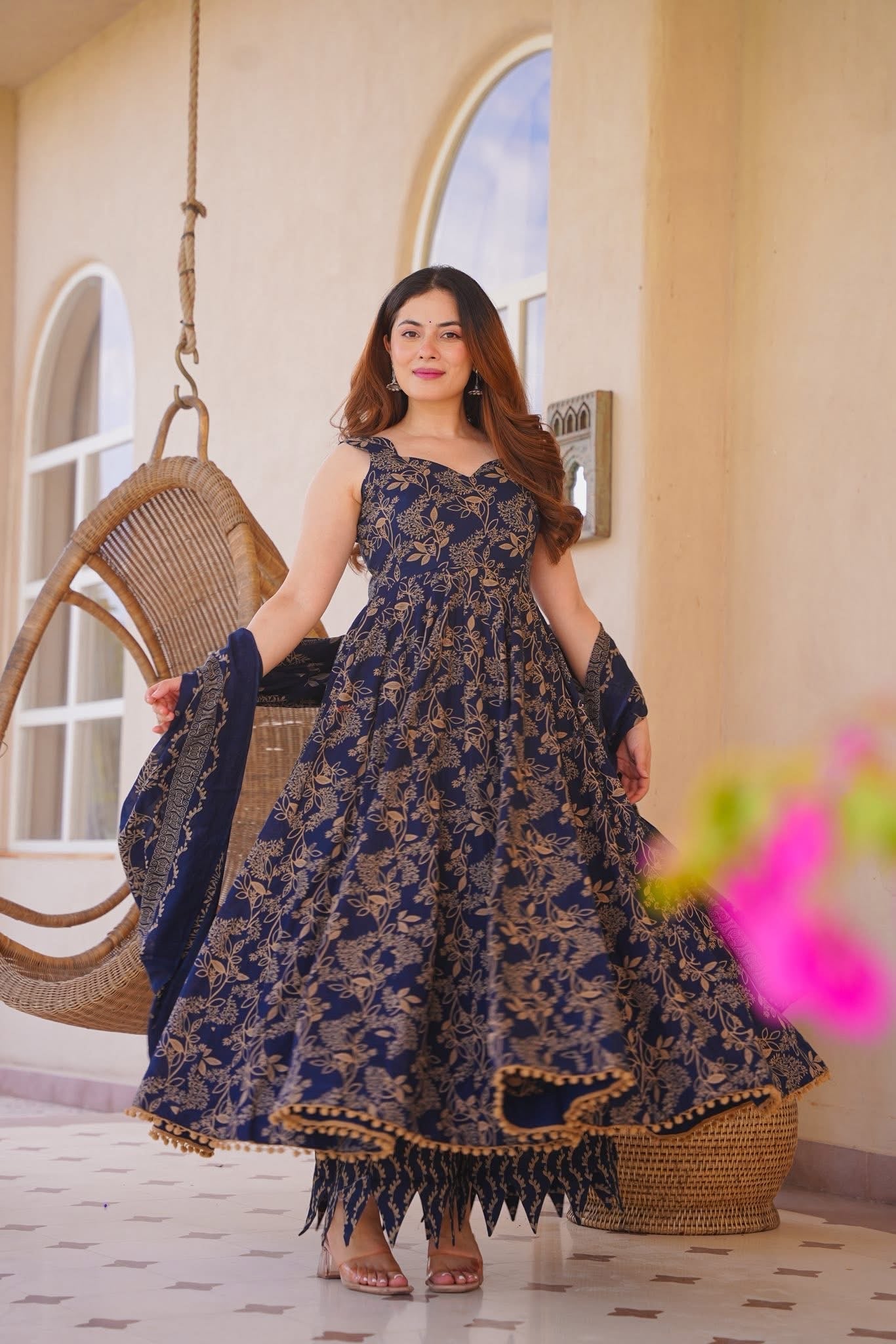 Rivaysha Cotton Anarkali Suit Set