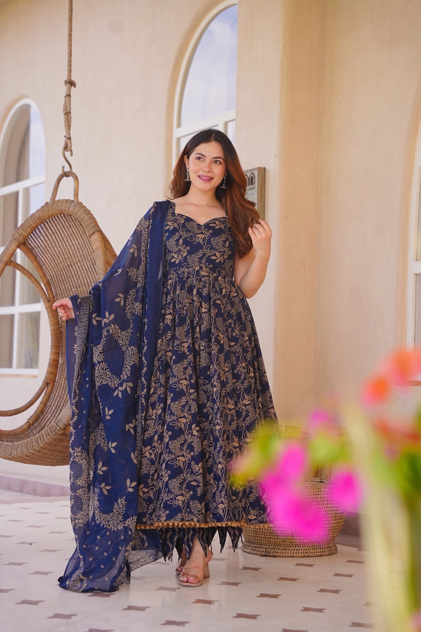 Rivaysha Cotton Anarkali Suit Set