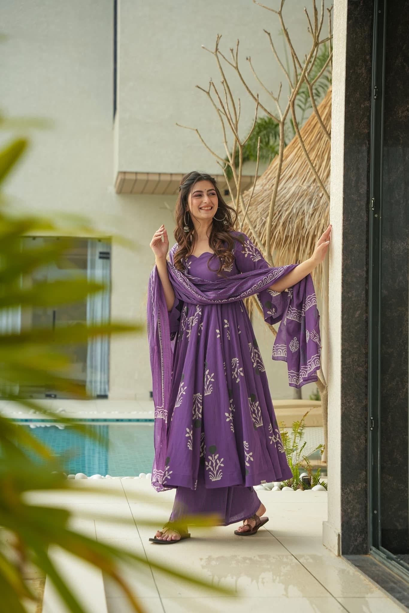 Purple Amy cotton suit set