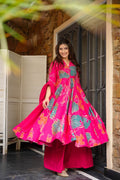Vanya Pink Cotton Anarkali Suit Set