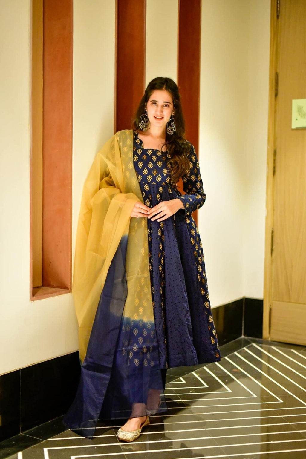 niyati blue schiffli suit set