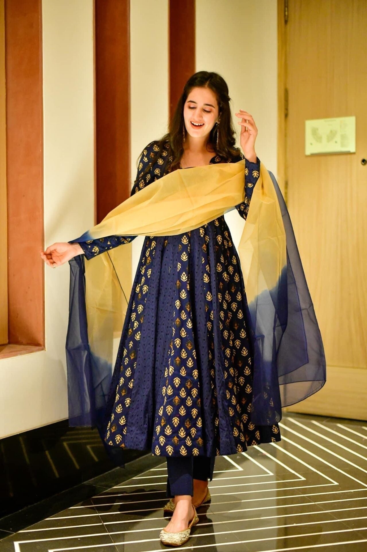 niyati blue schiffli suit set
