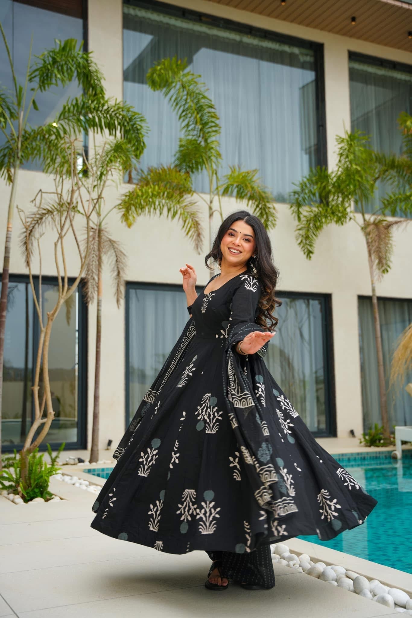 Shadow Mystic Black Cotton Suit Set