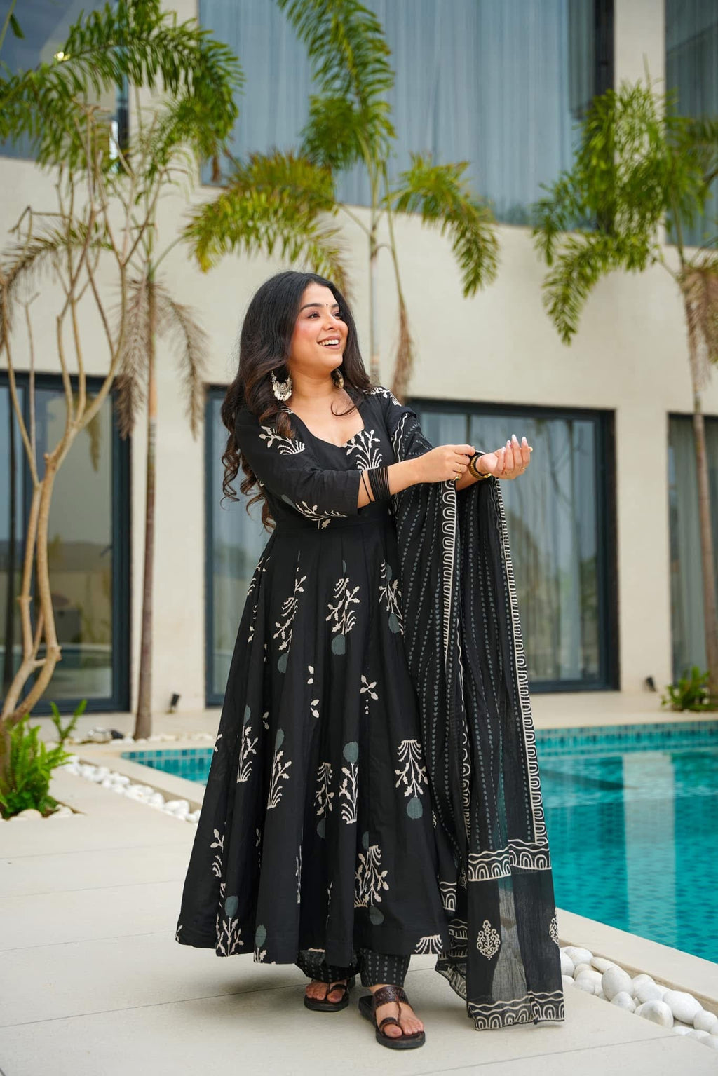 Shadow Mystic Black Cotton Suit Set