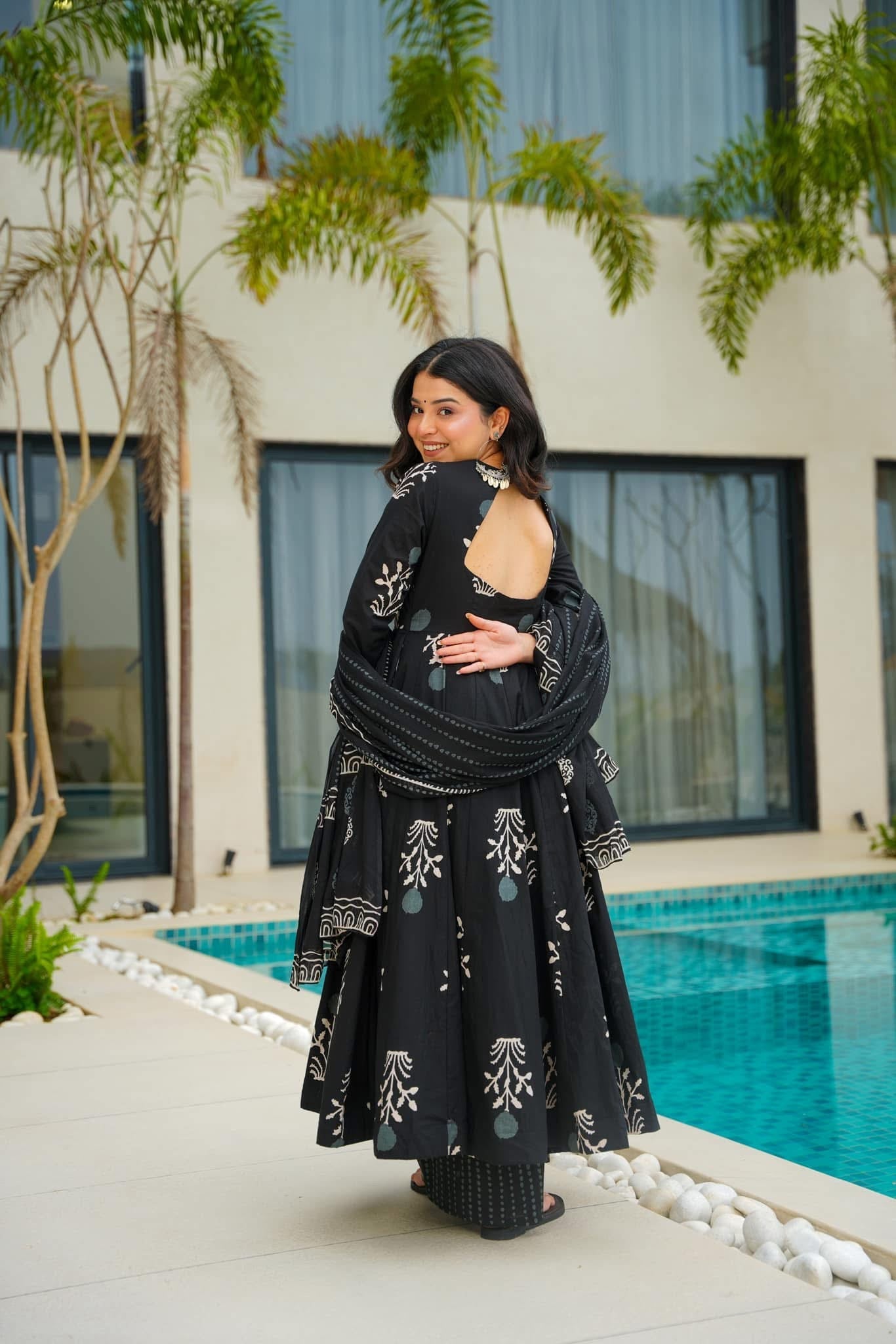 Shadow Mystic Black Cotton Suit Set