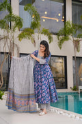Navy Elegance Cotton Suit Set