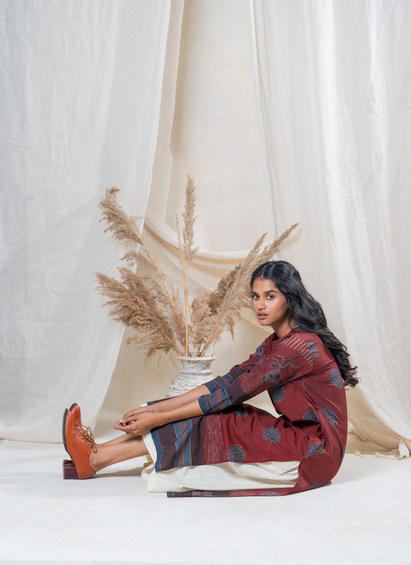 Classic Kurta - Burgundy Maya