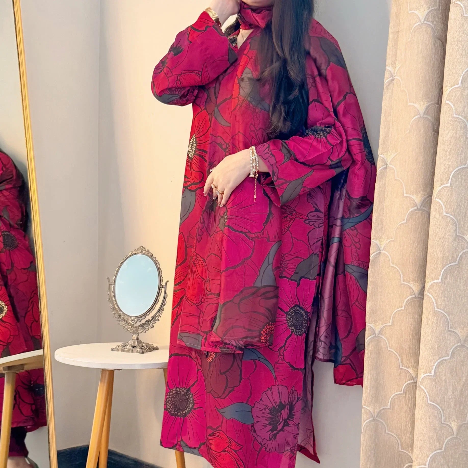 Muslin Mocha Mousse Kurta Set