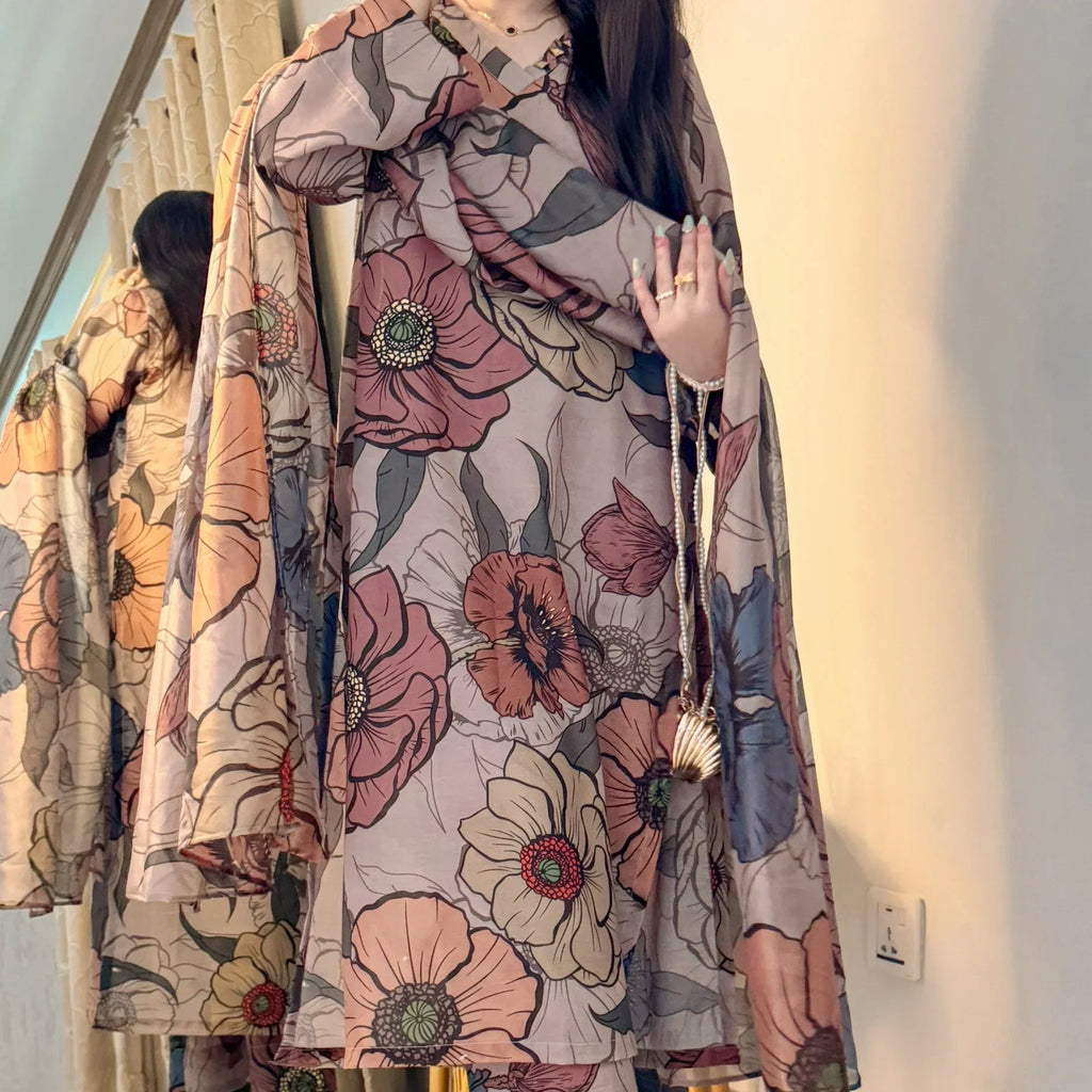 Muslin Mocha Mousse Kurta Set