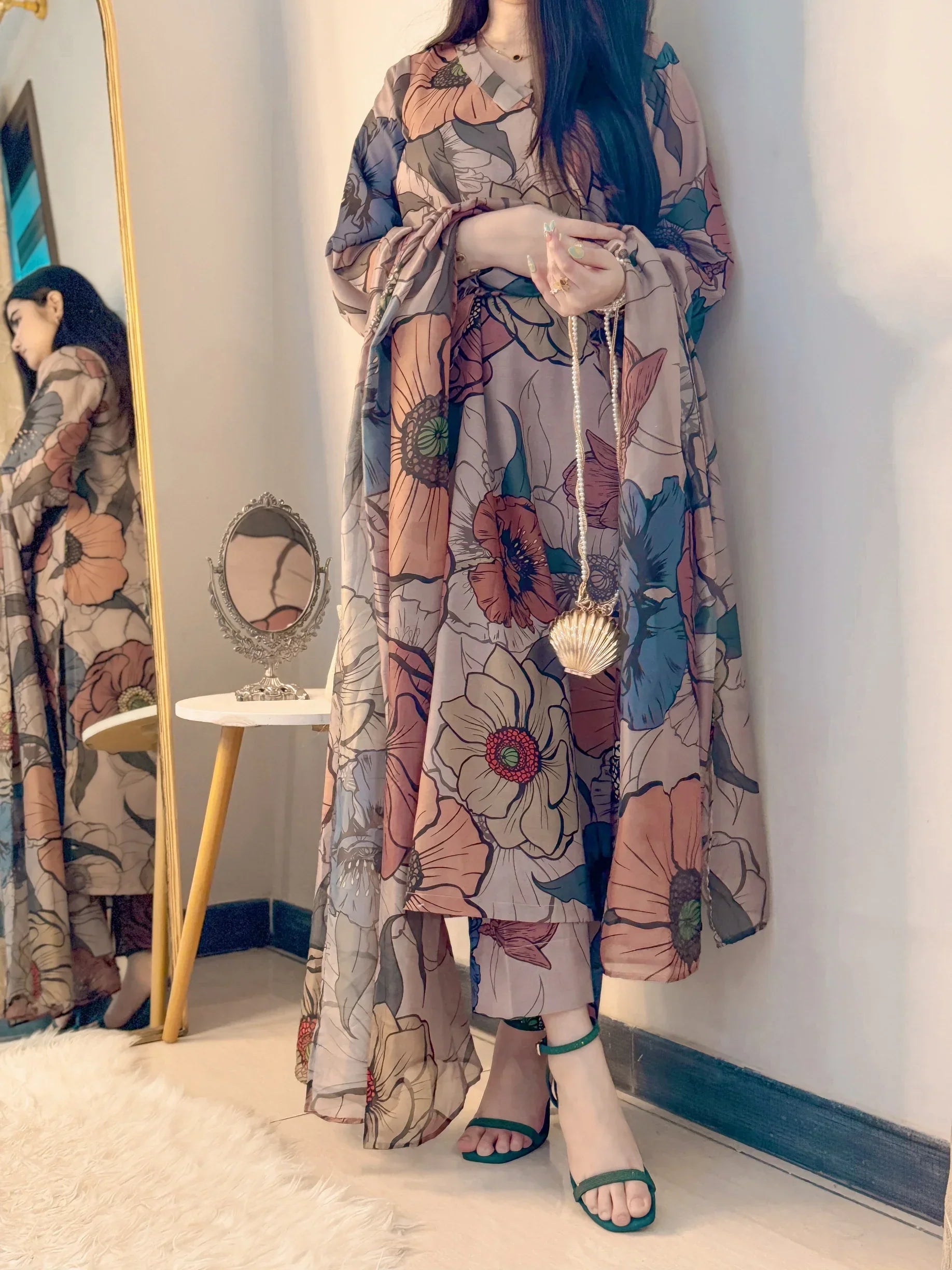 Muslin Mocha Mousse Kurta Set
