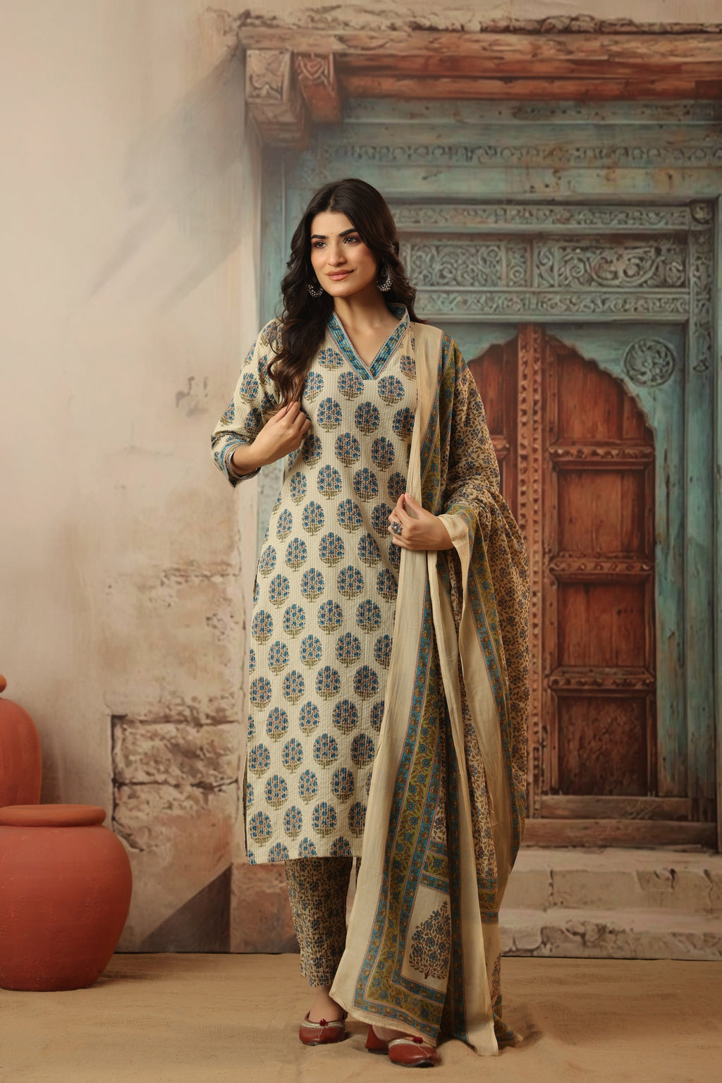 Sarika Blue Straight Suit Set