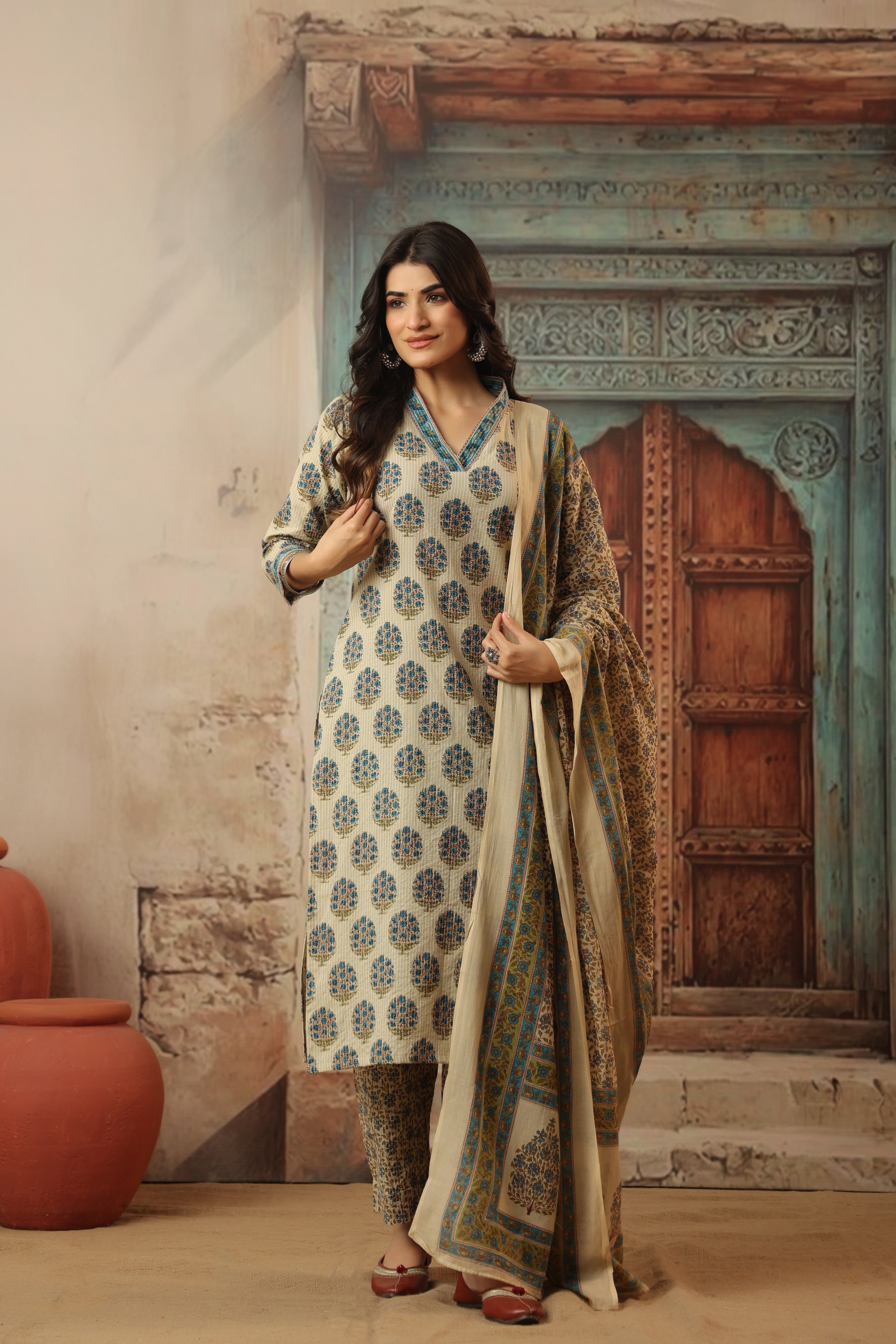 Sarika Blue Straight Suit Set