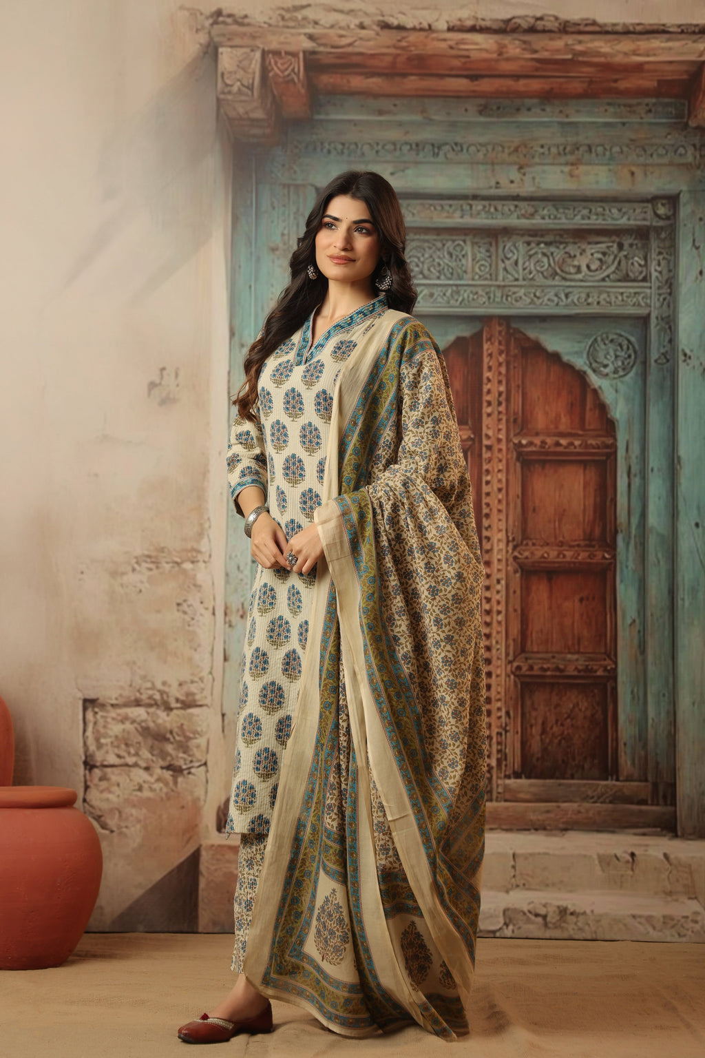 Sarika Blue Straight Suit Set