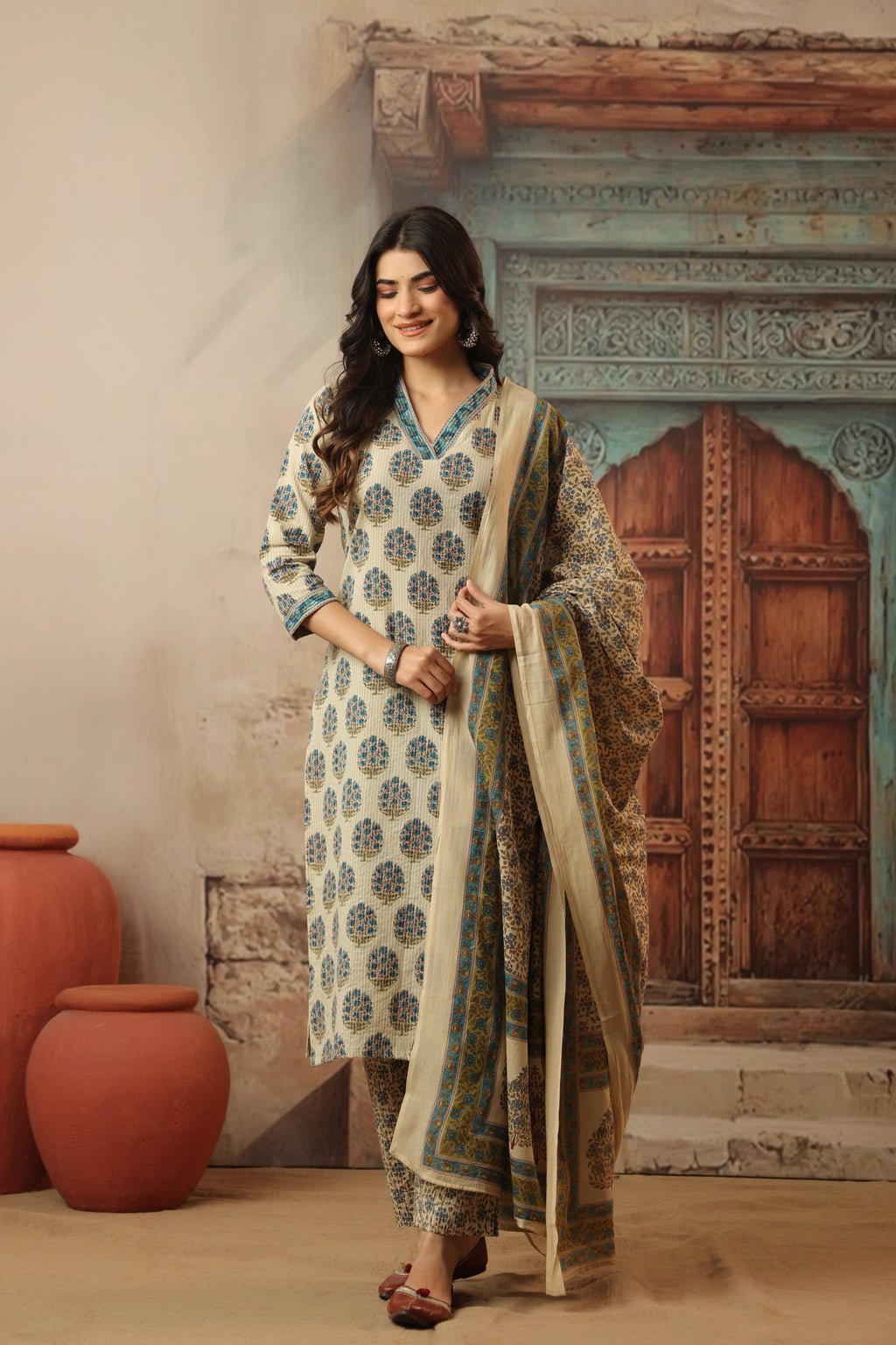 Sarika Blue Straight Suit Set