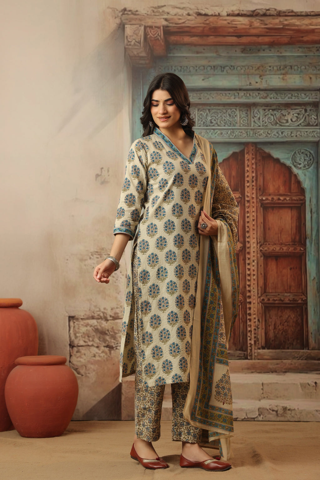 Sarika Blue Straight Suit Set