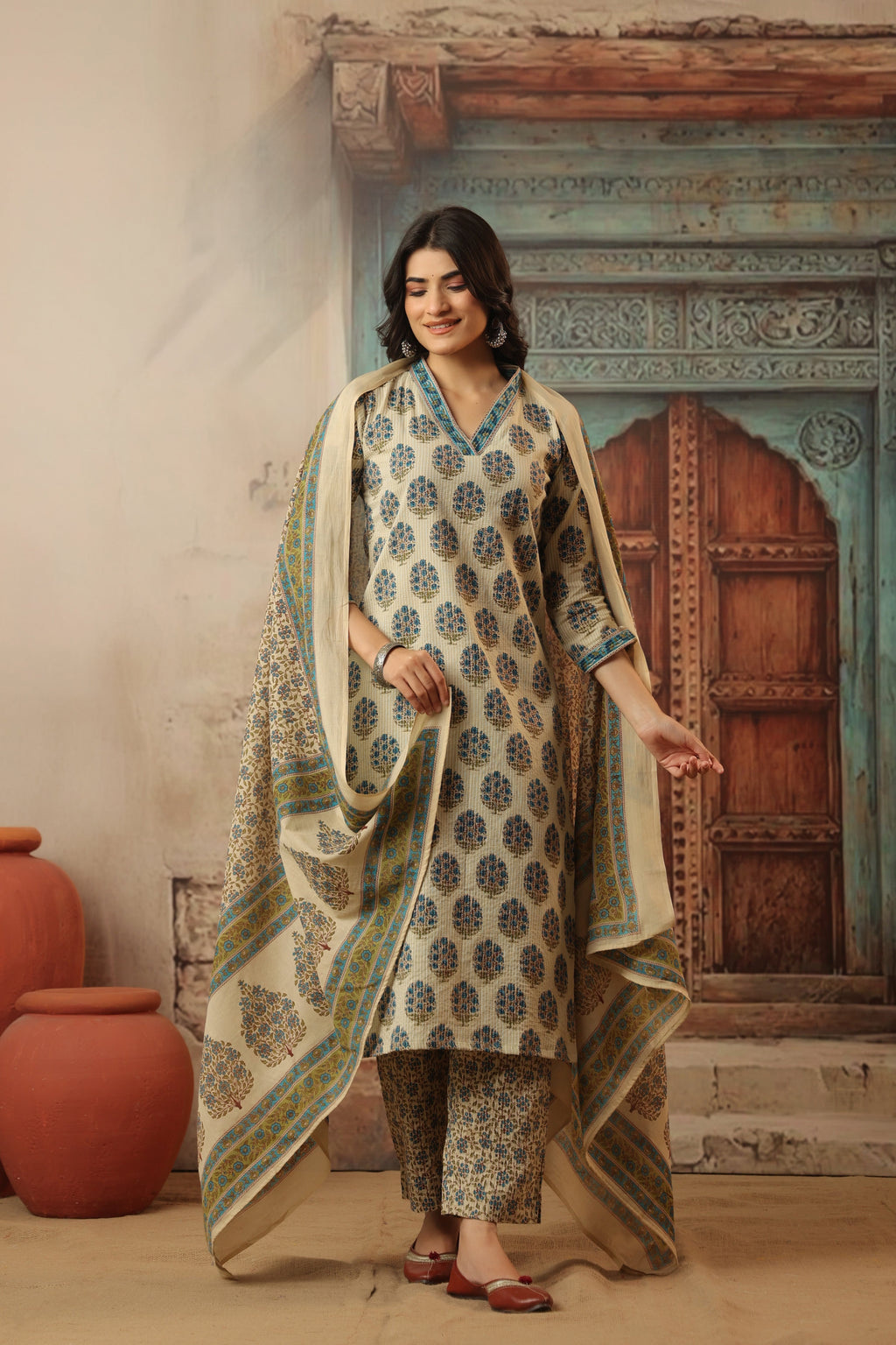 Sarika Blue Straight Suit Set