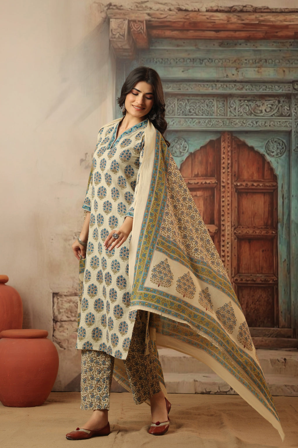 Sarika Blue Straight Suit Set