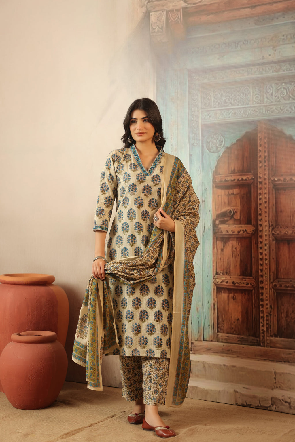 Sarika Blue Straight Suit Set