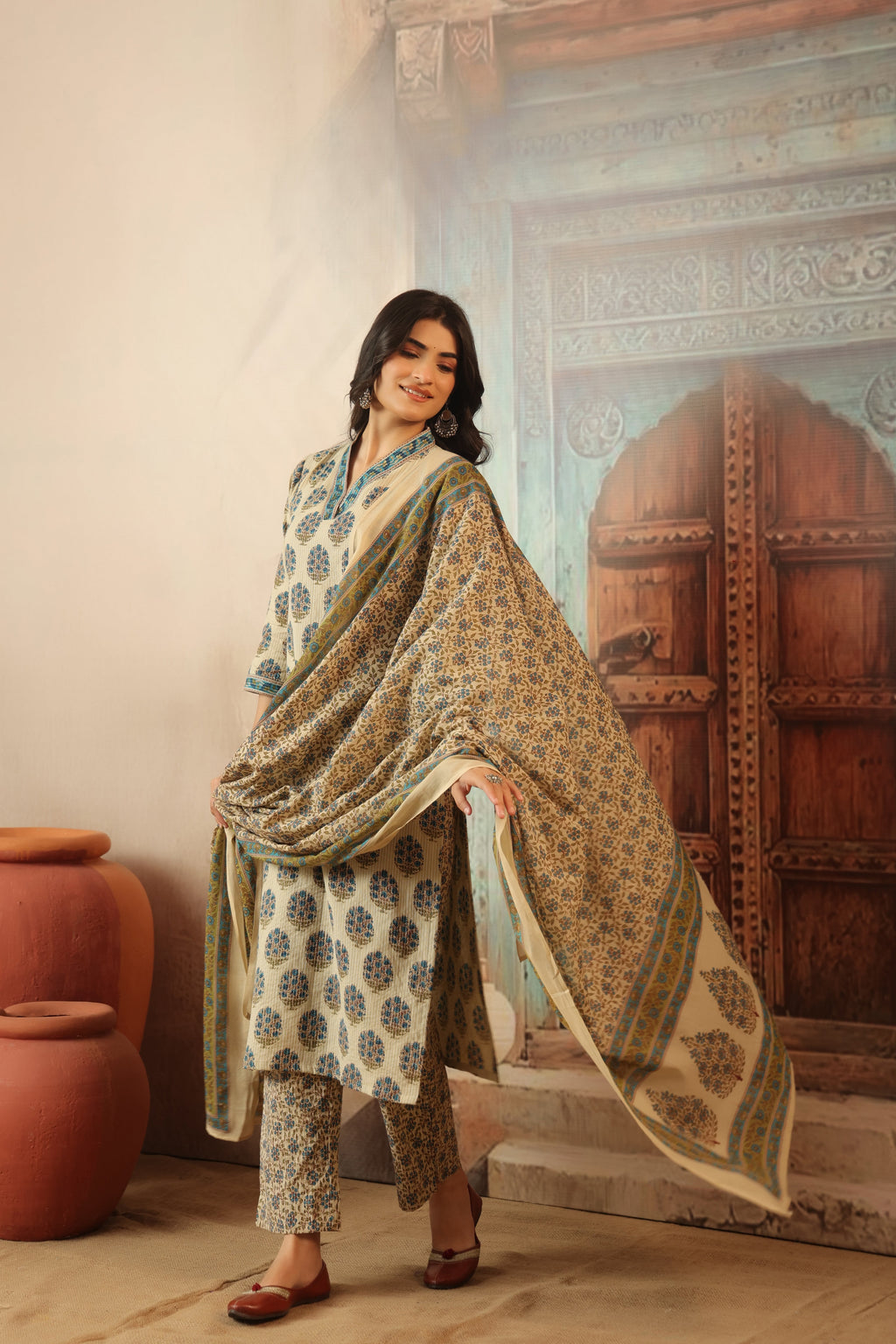 Sarika Blue Straight Suit Set