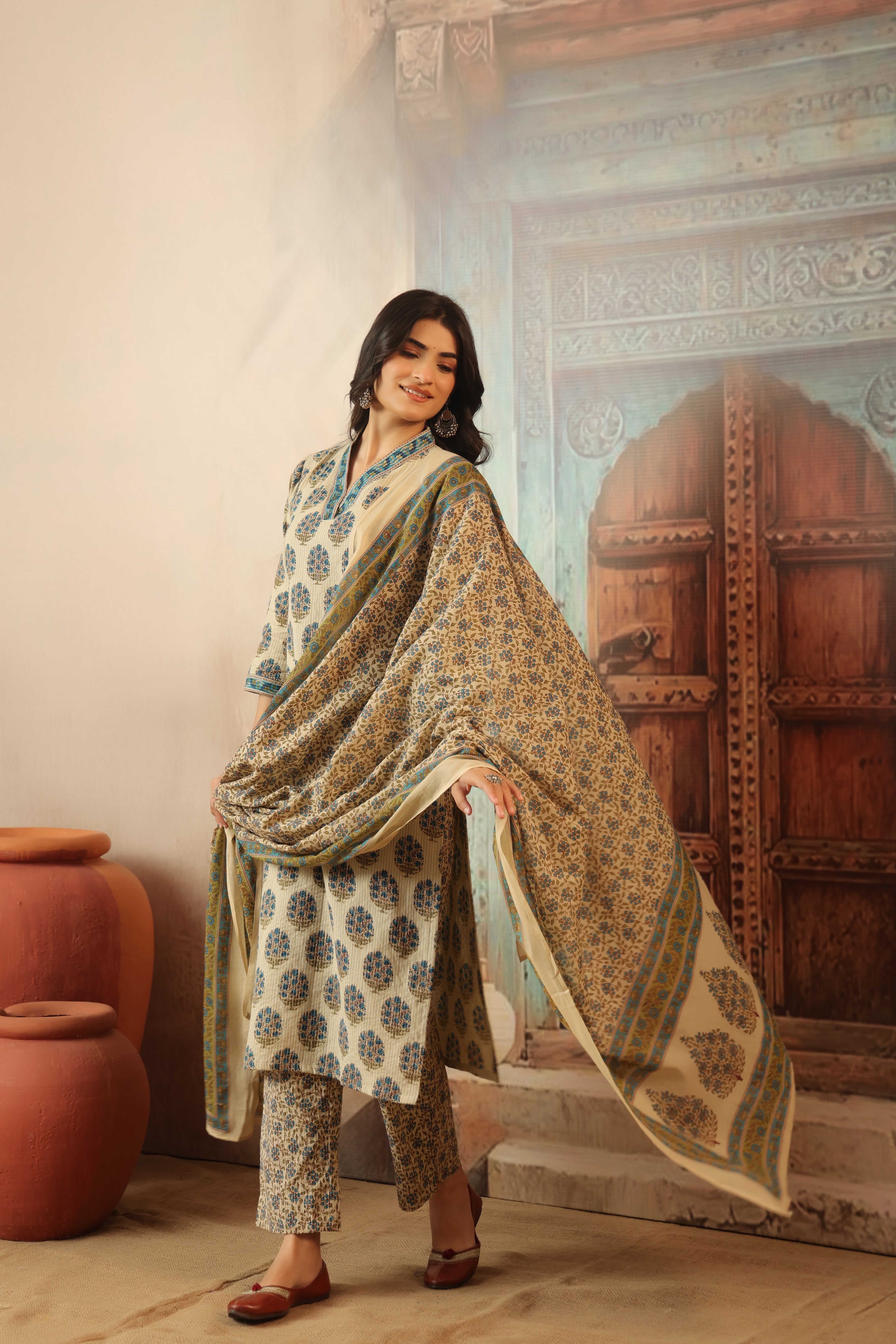 Sarika Blue Straight Suit Set