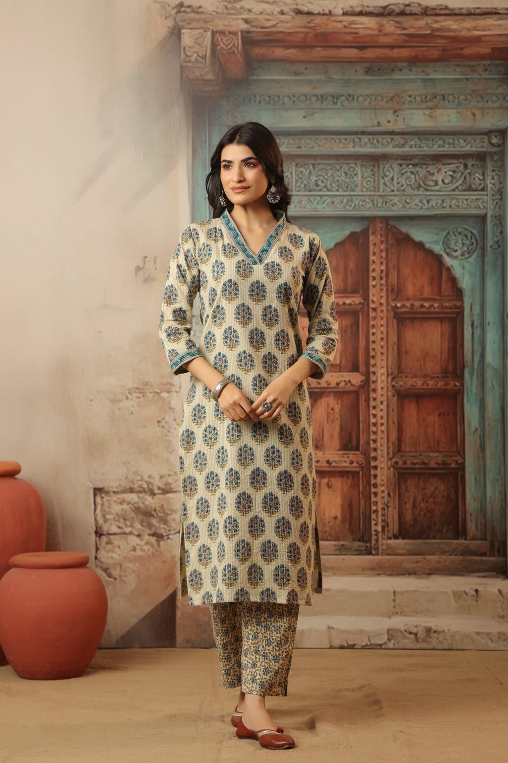 Sarika Blue Straight Suit Set