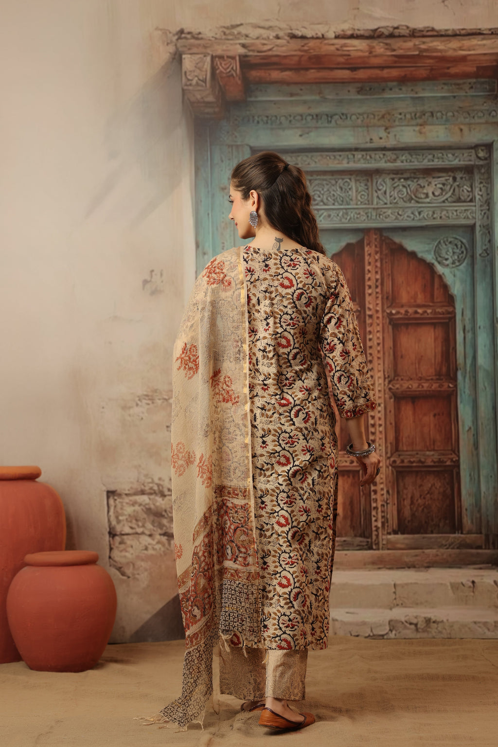 Niharika Beige Bagru Suit Set