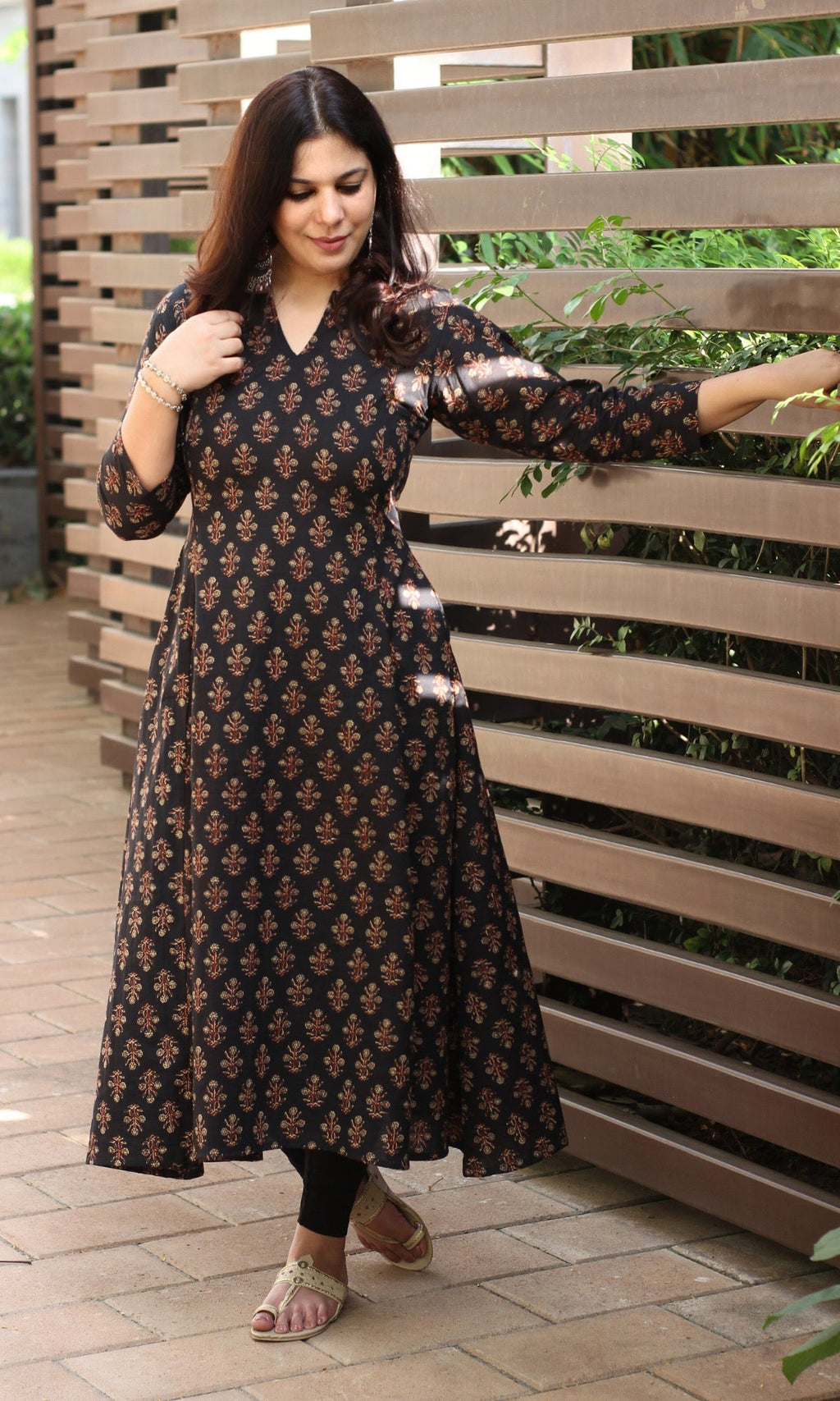 Cotton Black Kali Kurta