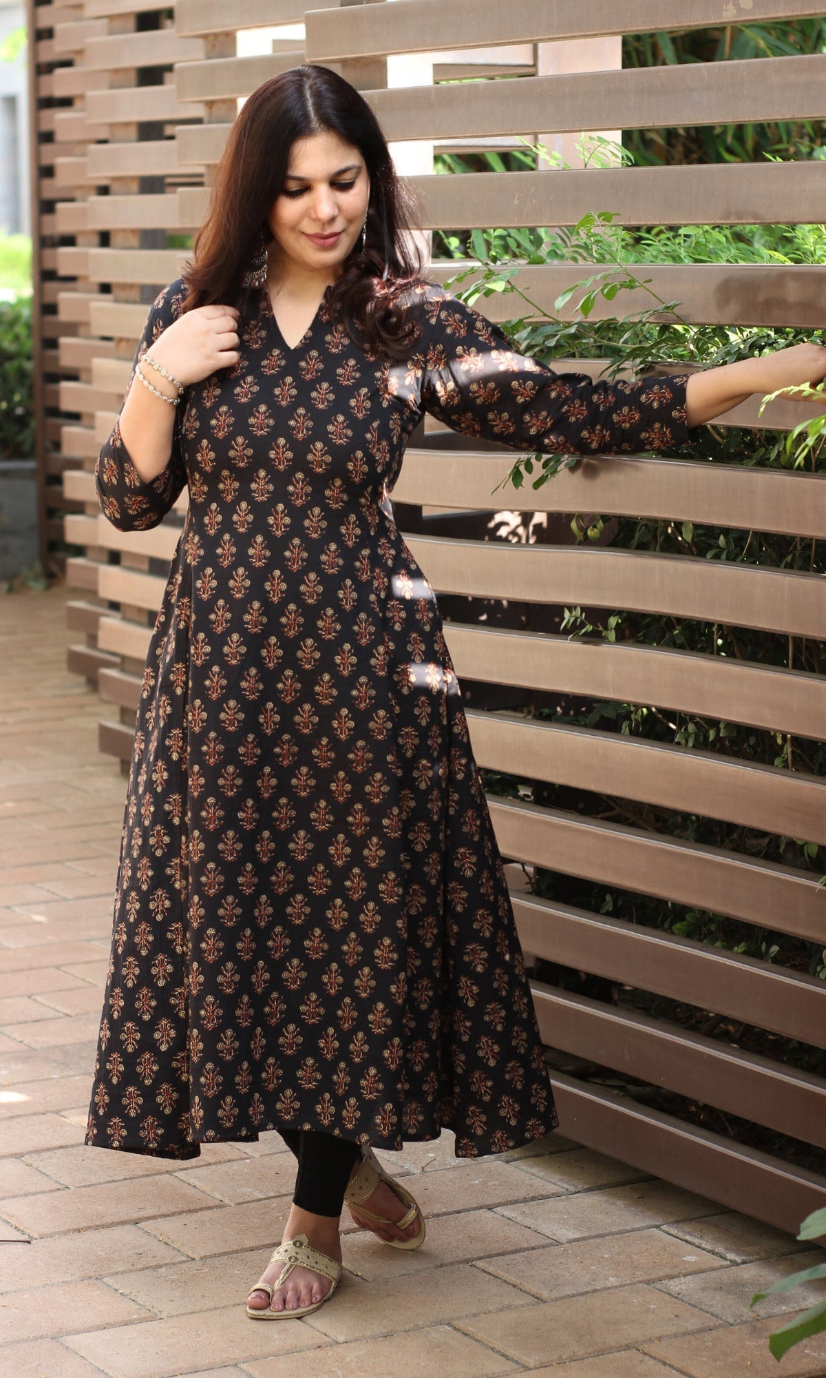 Cotton Black Kali Kurta