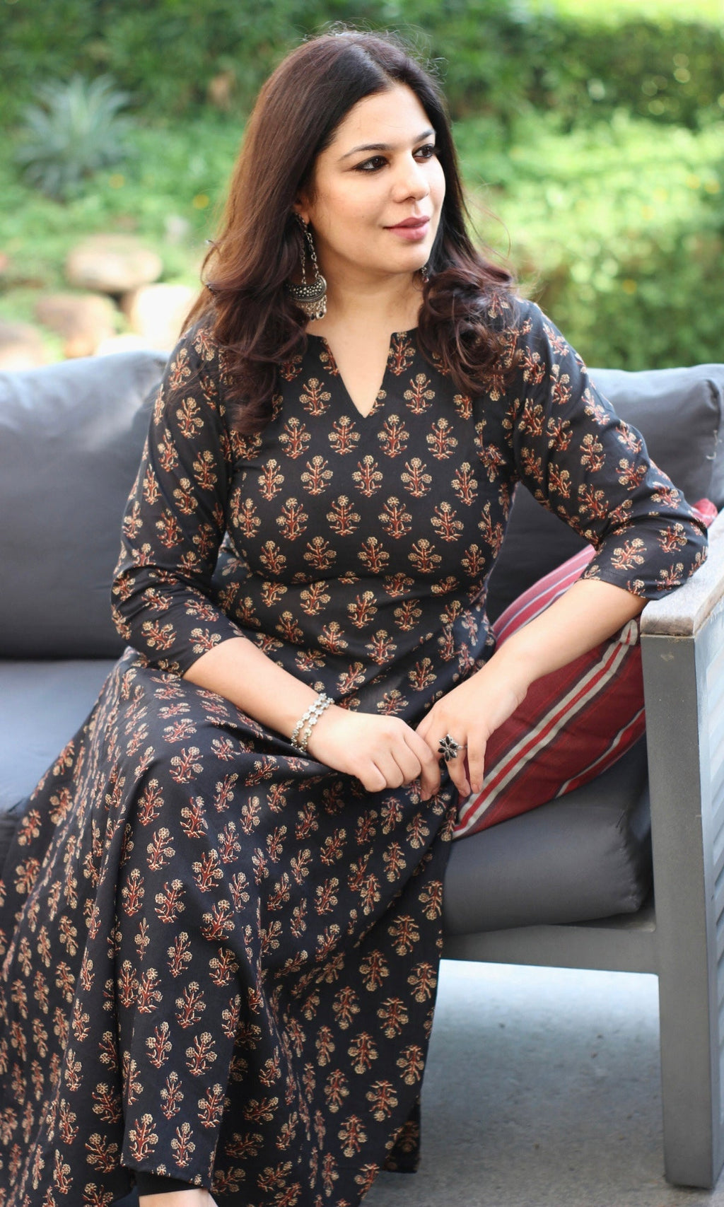 Cotton Black Kali Kurta