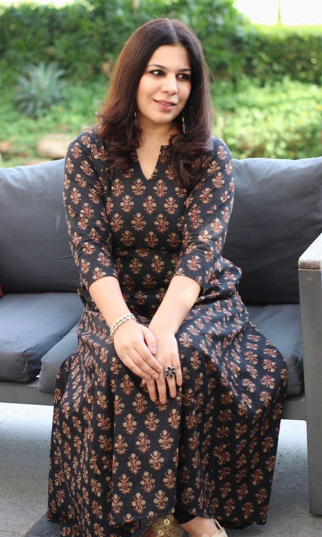 Cotton Black Kali Kurta