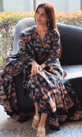 Cotton Blue Fort Print Suit with Cotton Dupatta