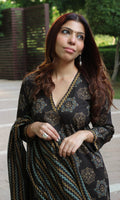 Cotton Brown Diamond Printed Suit Set with Cotton Printed Dupatta