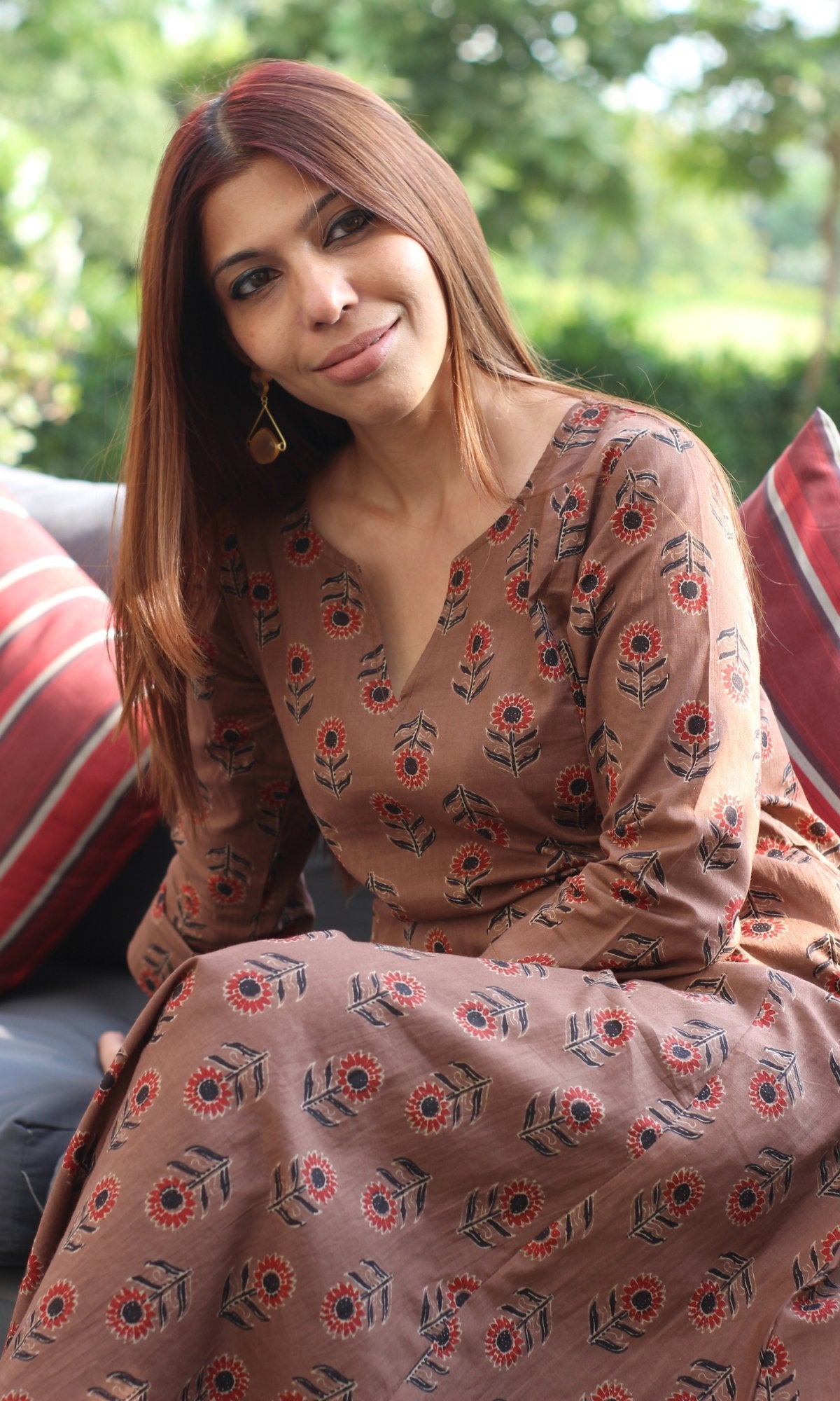 Cotton Brown Kali Kurta