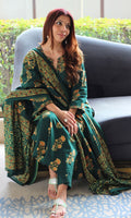 Cotton Forest Green with Orange Boota Suit Set & Cotton Printed Dupatta