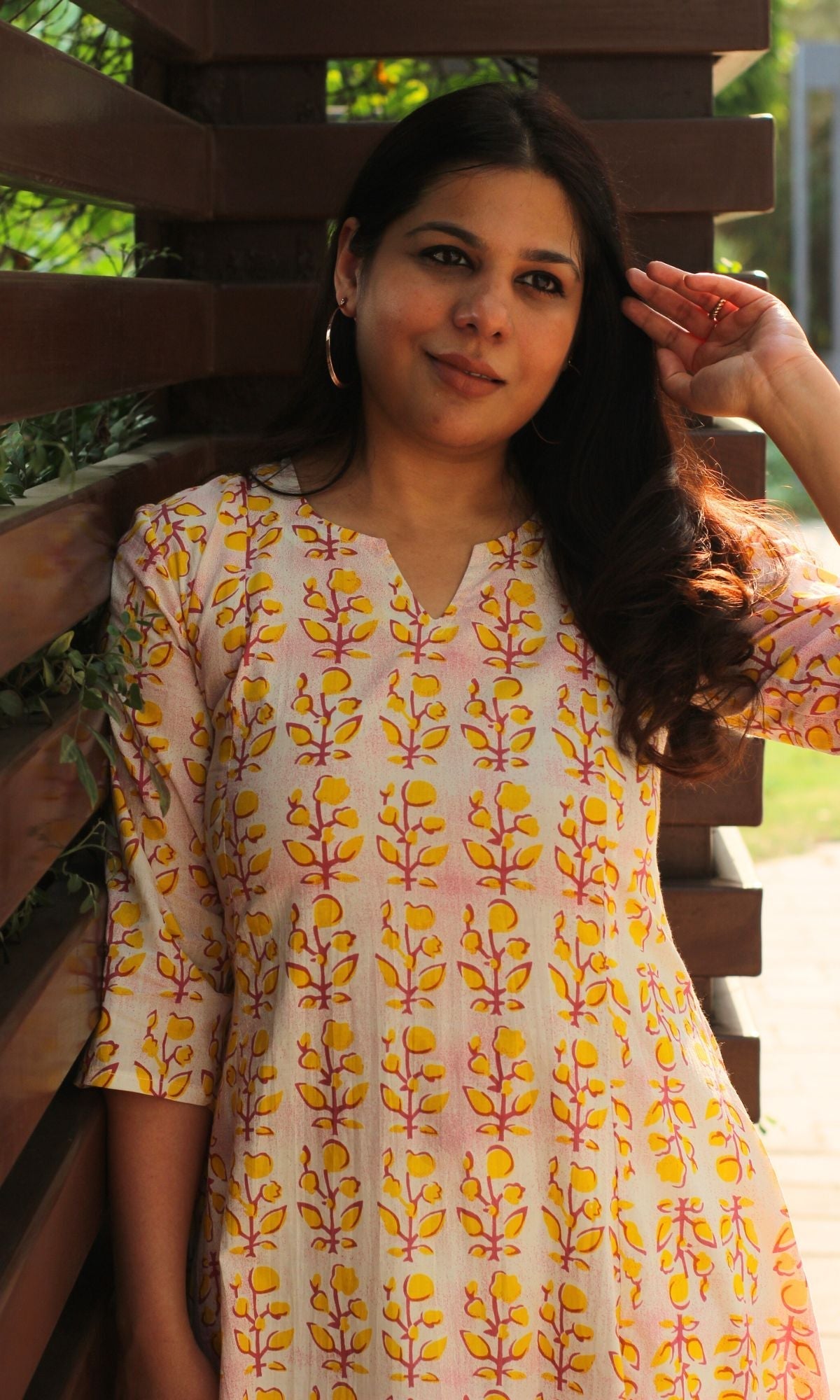 Cotton Gradient Yellow and Pink Printed Kali Kurta
