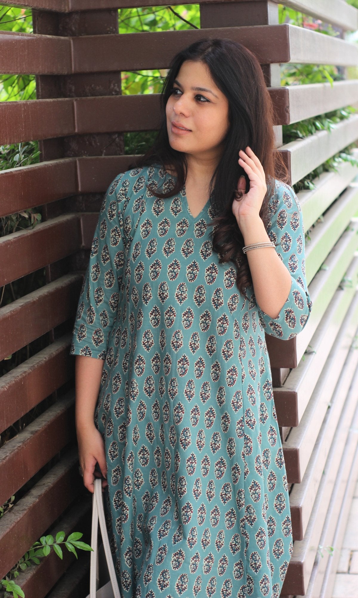 Cotton Handblock Blue Kali Kurta